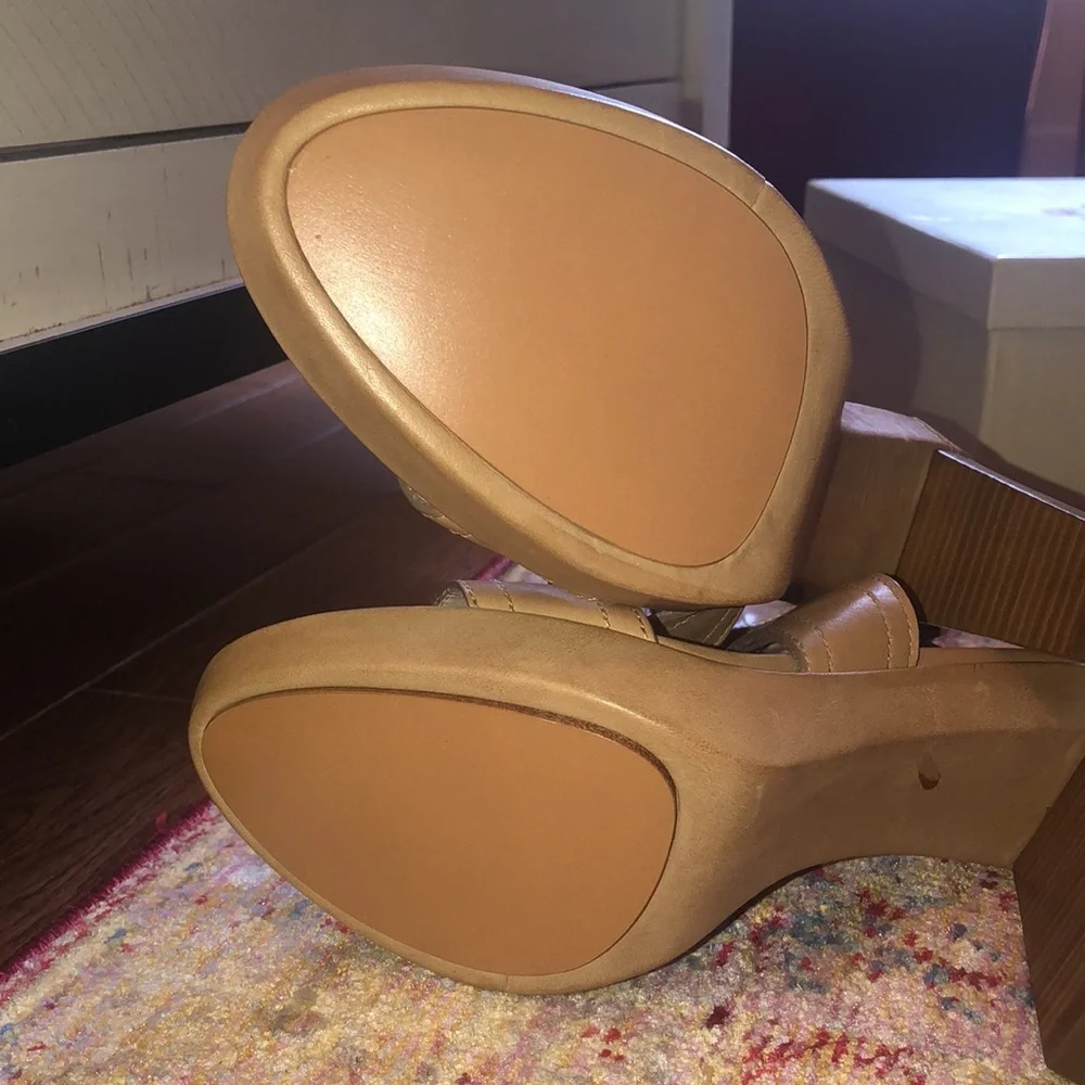 Coach tan suede heels
